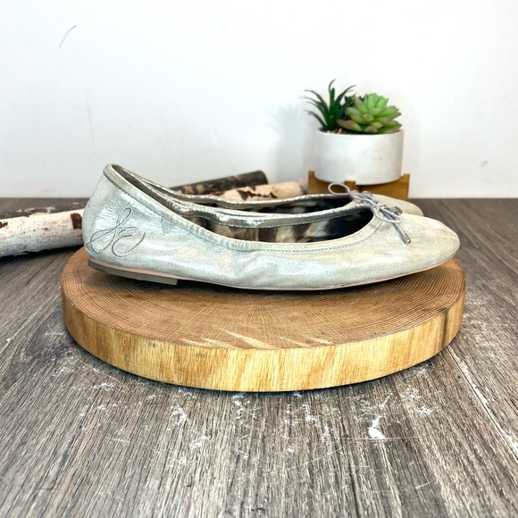 *Sam Edelman | Silver Metallic Leather Lined Felicia Ballet Flats Size 10 - Picture 5 of 13